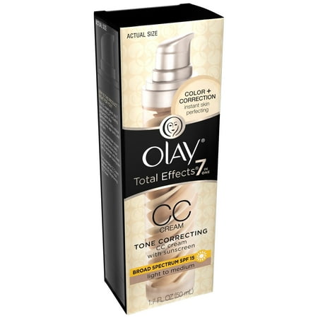 Olay CC Cream, Total Effects Tone Correcting Facial Moisturizer with Sunscreen, Light to Medium, 1.7 fl oz