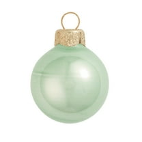 Whitehurst Small Pearl Finish Glass Christmas Ball Ornaments - 2" (50mm) - Shale Green - 28ct