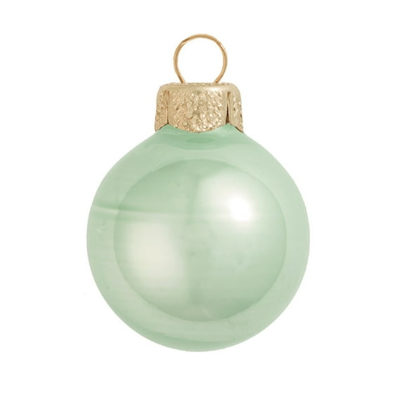 Whitehurst Small Pearl Finish Glass Christmas Ball Ornaments - 2" (50mm) - Shale Green - 28ct