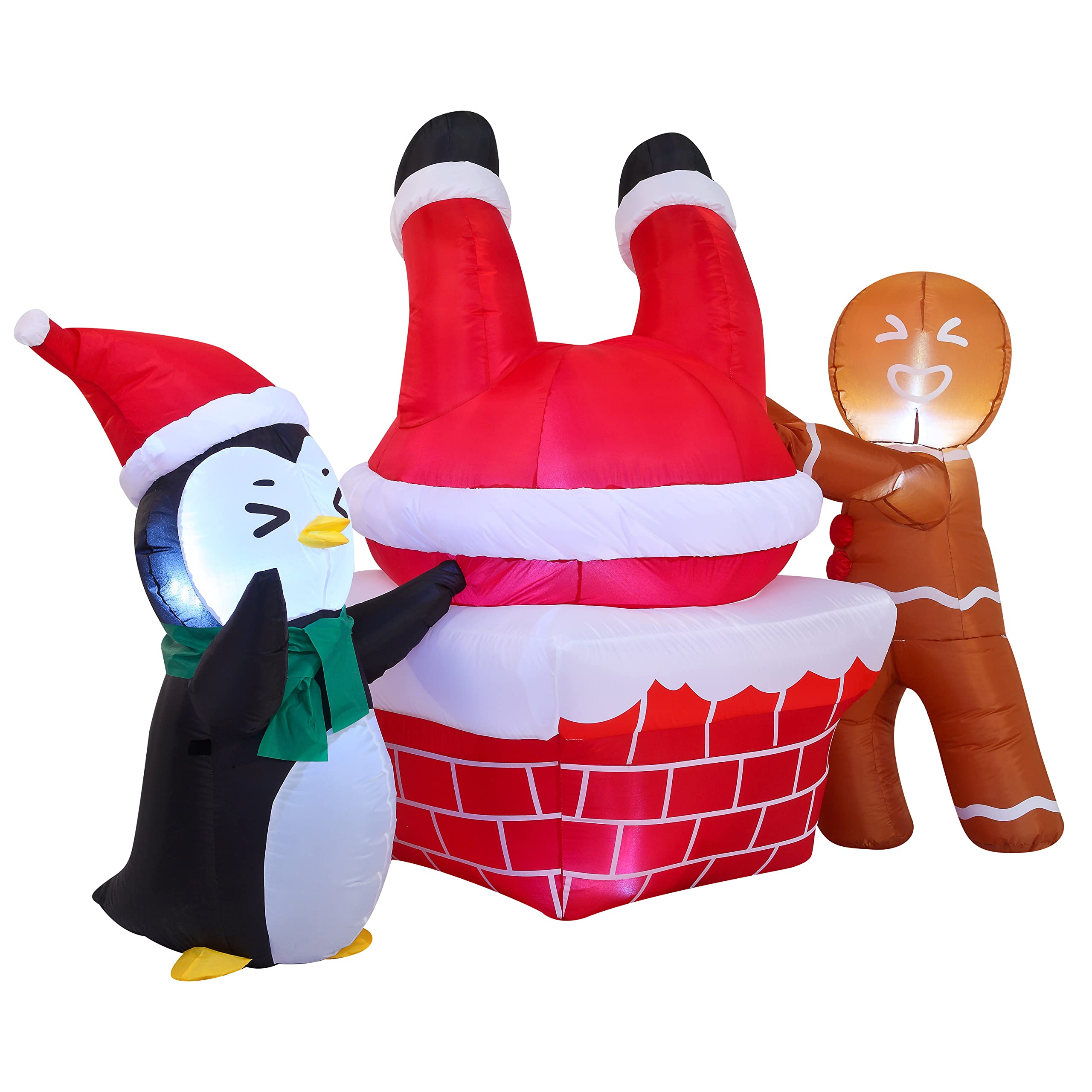Joiedomi 6 FT Long Inflatable A Santa Fall Into A Trash Can with