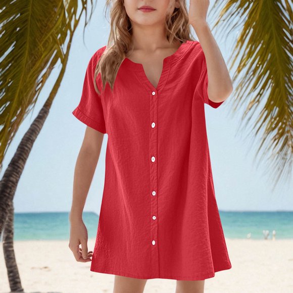 Xdegoge Girl Summer Dress 4T,Ruffle Dress Cotton Ruffle A Line Casual Party Sundresses,4Th of July Toddler Girl,5T Girls Clothes,Vestidos De 15 AñOs QuinceañEra, My Recent Orders Red 160