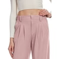 thumbnail image 3 of Satankud Women's Wide Leg Pants 27" High Waisted Waffle Knit Casual Slacks Work Pants Business Palazzo Trousers with Pockets Pink XL, 3 of 11