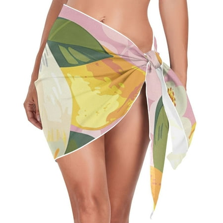 Duck and Lemon Women Coverups Beach Cover Up Chiffon Swimsuit Bikini Wrap Short Skirt Beach Slit Tie Waist
