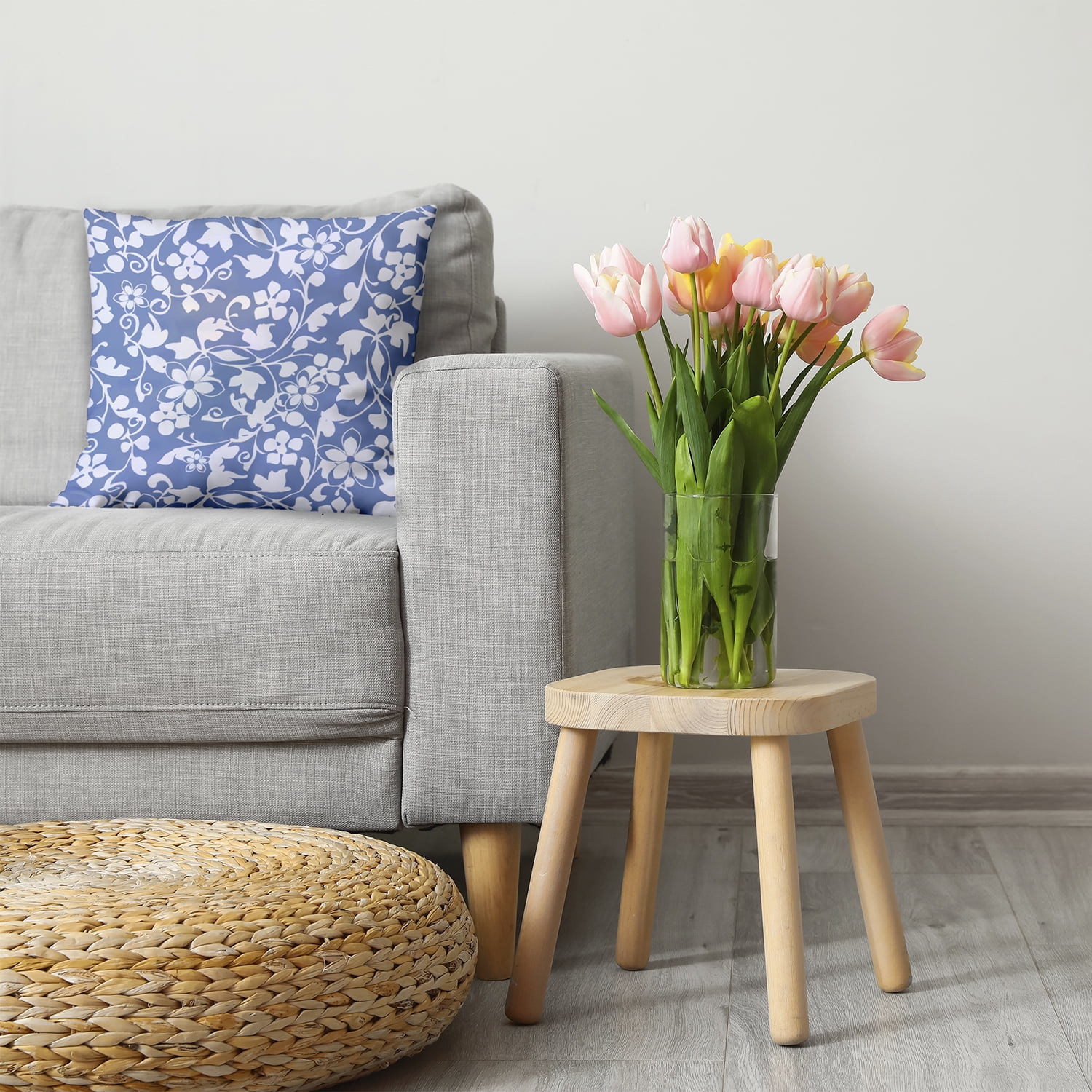 26" x 26" Simply Daisy Evelyn Polyester Accent Pillow, Cornflower Qty 1