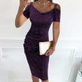 thumbnail image 2 of Sngxgn Women's Dresses V Neck Guest Party Dress(Purple,M), 2 of 5