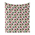 thumbnail image 1 of Christmas Tree Soft Flannel Fleece Blanket, Unusual Shapes Pattern with Tree Drawings Hearts and Triangles Holiday Vibe, Cozy Plush for Indoor and Outdoor Use, 70" x 90", Multicolor, by Ambesonne, 1 of 6