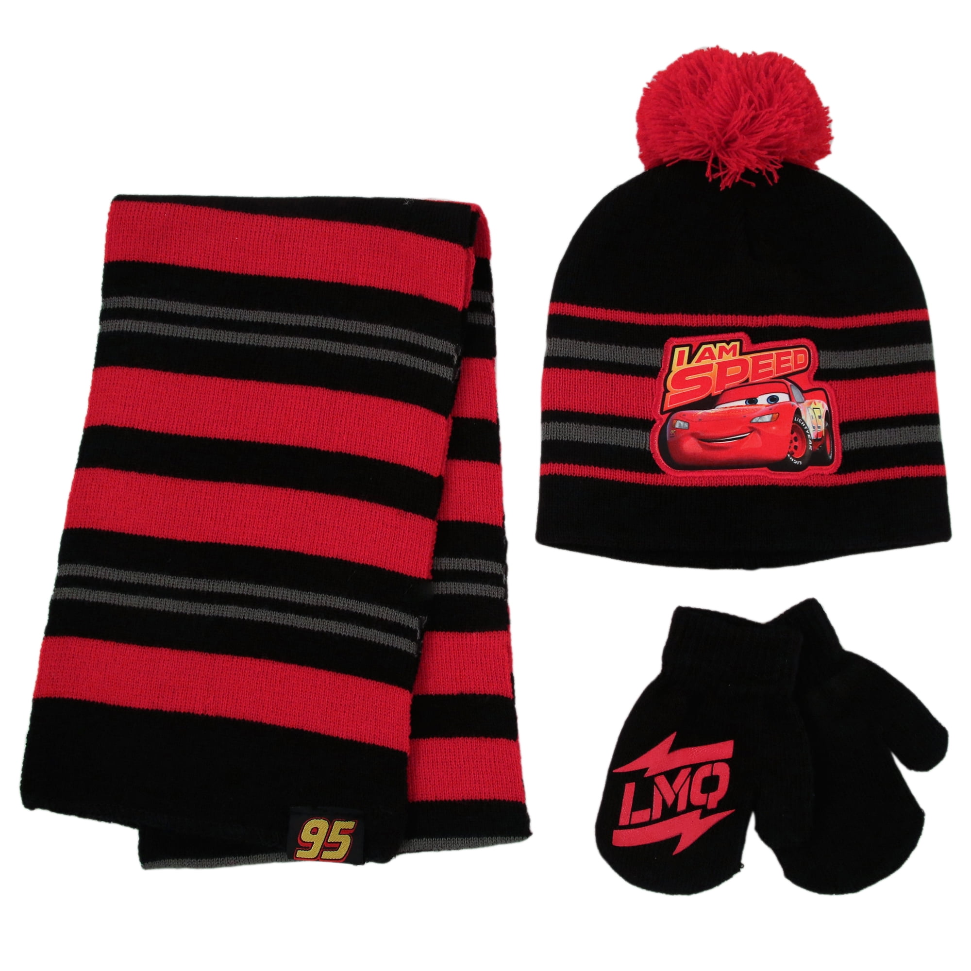 Disney Cars Lightning McQueen Acrylic Winter Hat Scarf and Gloves Set