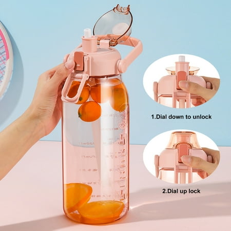 

Hesroicy 1500ml Water Bottle Large Capacity Heat-Resistant Plastic Straw Type Water Bottle Juice Beverage Cup for Office