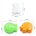 thumbnail image 3 of Soumake 3Pcs/Set Rice Roll Mold Irregular Cartoon Bear Fish Elephant Design Non-stick Baking Mold for Kindergarten, 3 of 8
