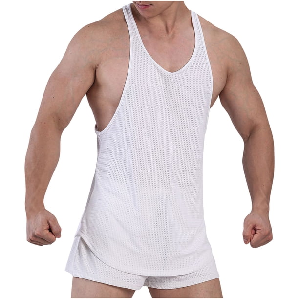 pstuiky Camisetas sin mangas para hombre, Camiseta deportiva transpirable de color sólido sin mangas para hombre Chaleco para hombre xxxl