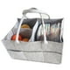 thumbnail image 4 of Bolsa multifuncional para bebés de fieltro grueso con detalles de cuero, ideal para almacenar juguetes, pañales y más. Diseño plegable, gran capacidad y resistencia al desgaste. Disponible en gris, 4 of 5