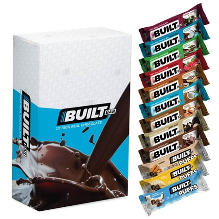 Built Bar 12 Pack Protein and Energy Bars - Gluten Free - High in Whey Protein and Fiber - Low Car Low Calorie Low Sugar (Mixed Box)
