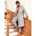 thumbnail image 4 of Men Dual Pocket Hooded Belted Flannel Robe & Pants PJ Set, 4 of 5