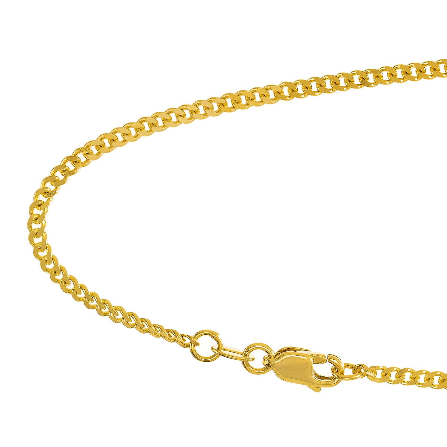 JewelStop 10k Solid Yellow Gold 1.5 Mm Gourmette Curb Chain Necklace 20" Lobster Claw Clasp - 2.88gr.