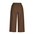 thumbnail image 4 of yunLCZ Women's Straight Leg Pants High Wa Womens Daily Elastic Waist Pockets Straight Solid Color Casual Pants Loose 3/4 Trousers, 4 of 4