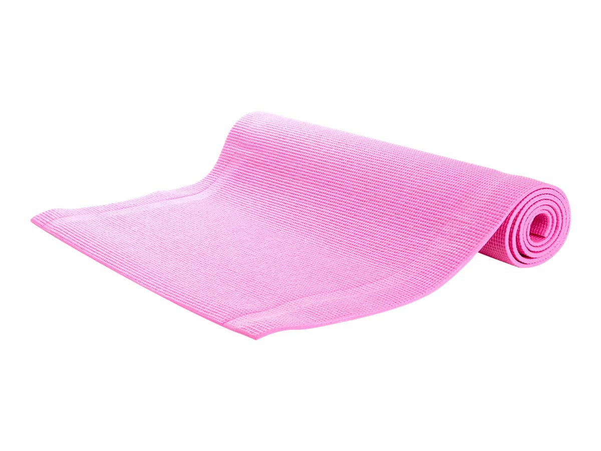 Mind Reader All Purpose 6mm PVC Extra Thick Yoga Mat with Carrying Strap, Pink