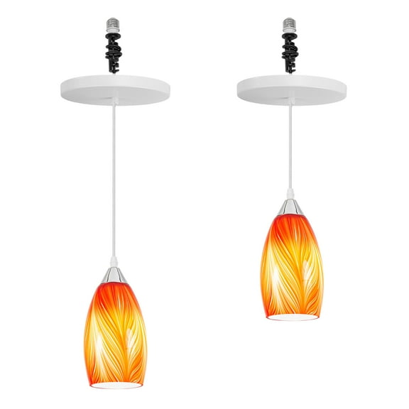Kiven Instant Light Conversion Kit for 4/5/6inch Hole, 2 PackArt Glass Farmhouse Lighting Recessed Can Light Conversion Kit to Pendant with E26 Screw-in Adapter for Kitchen Living Hallway TB3232-I