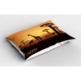thumbnail image 2 of Ambesonne Savannah Pillow Sham 2 Pack, Exotic and Pastoral Sunset, 36"x20", Dark Brown and Apricot, 2 of 3
