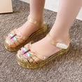 thumbnail image 6 of Floleo Girls' Colorful Butterfly Jelly Sandals, Adjustable Buckle Strap Non-Slip Waterproof Thick Sole Kids Summer Beach Shoes (Gold,3.5-4 Years), 6 of 9