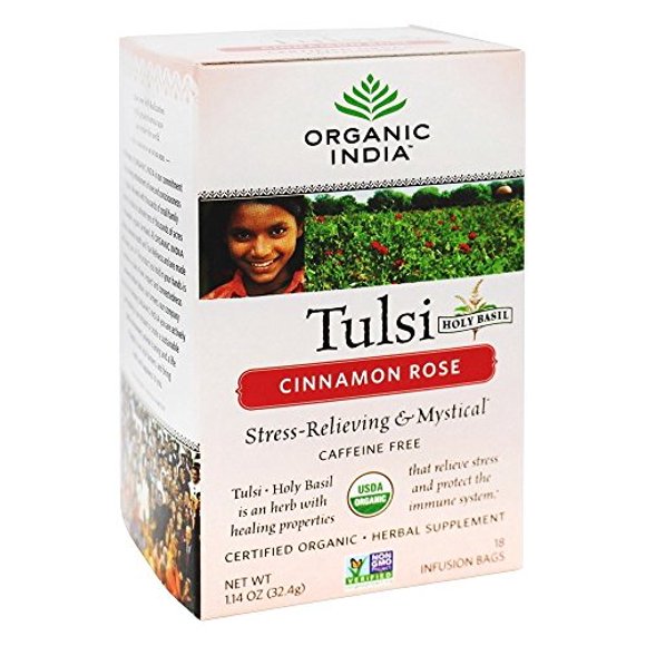 Organic India Tulsi Cinnamon Rose Tea -- 18 Tea Bags