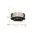 thumbnail image 2 of Stainless Steel 7mm Black Plated Religious Faith Crosses Brushed and Polished Band Ring Size 9 Ring for Women and Men, 2 of 2
