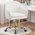 thumbnail image 2 of Silla de tocador BestEra ajustable de terciopelo beige para oficina, 2 of 8