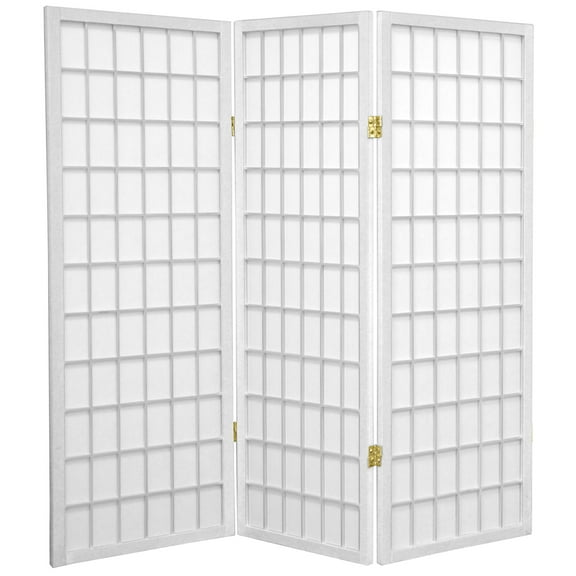 4 ft. Tall Window Pane Shoji Screen - White - 3 Panels