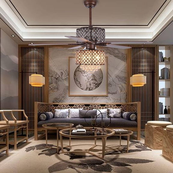 52 Inch Ceiling Fan Light Low Noise Ceiling Fan Light with Remote Control Adjustable Speed & Time Ceiling Fans Light