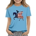 thumbnail image 2 of ATOGUTA Shirts for Girls Kids Flag Tshirt Patriotic Top Independence Day Outfit Blue, Size 3T-14, 2 of 5