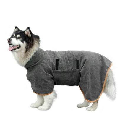 

Quick-Drying Bath Towel Bathrobe with Fastening for Dogs Gray-L