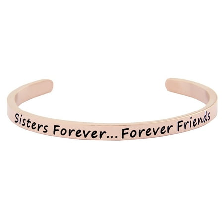Cuff Flowers Bracelet - Sisters Forever Cuff Bracelet Forever Friend Bangle Friendship Gift