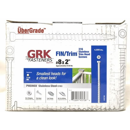 GRK 45728 FIN/Trim #8 by 2-inch PHEINOX 316 Stainless Steel Marine Grade Fasteners Bulk box (4,500 (Best Stainless Steel Fasteners)