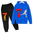 thumbnail image 3 of Conjunto de sudadera con capucha de primavera de Ronaldo, conjunto de 2 piezas de sudadera y pantalones azules informales para niños, ropa deportiva informal, chándal para niños, 3 of 5