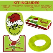 4 Pieces Grinch set Christmas Bathroom set, Matt set, Toilet cover Grinch