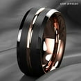 thumbnail image 4 of Tungsten Rings for Men Wedding Bands for Him Womens Wedding Bands for Her 6mm Black Brushed Rose Gold, 4 of 11