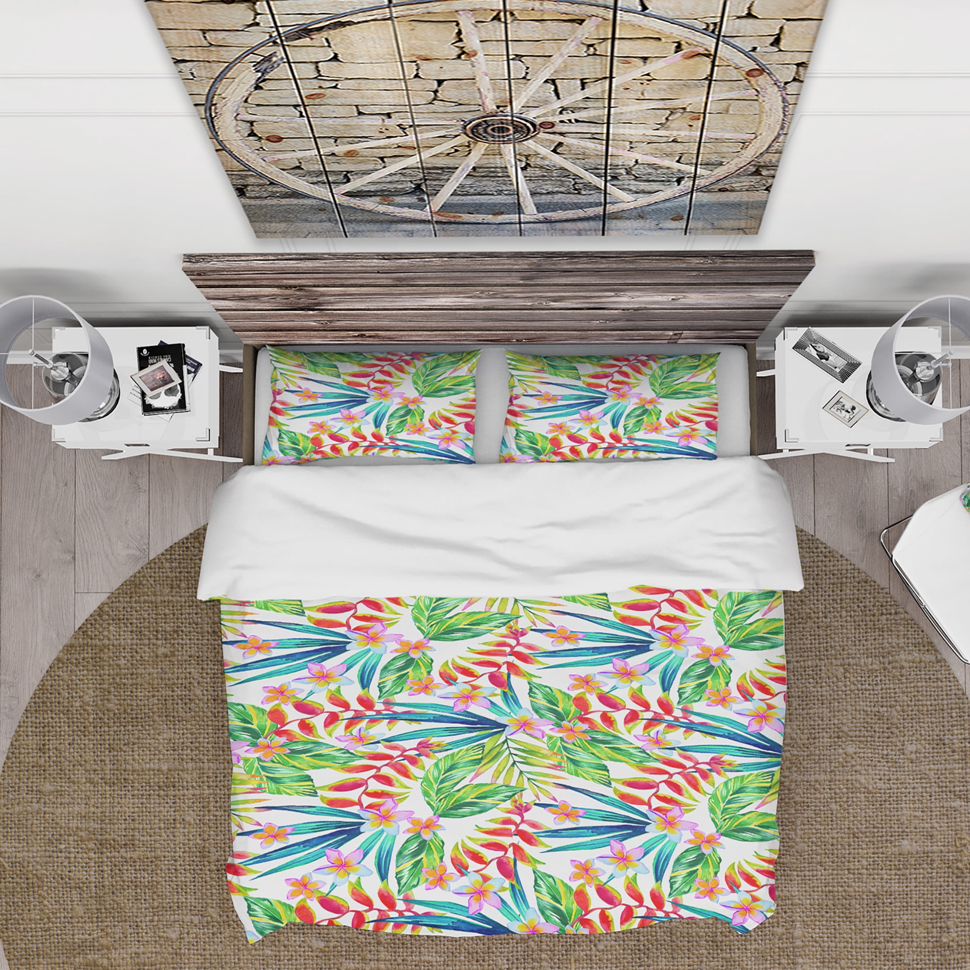 Designart 'Viviv Blossoming Tropical Jungle Flowers' Floral Duvet Cover Set
