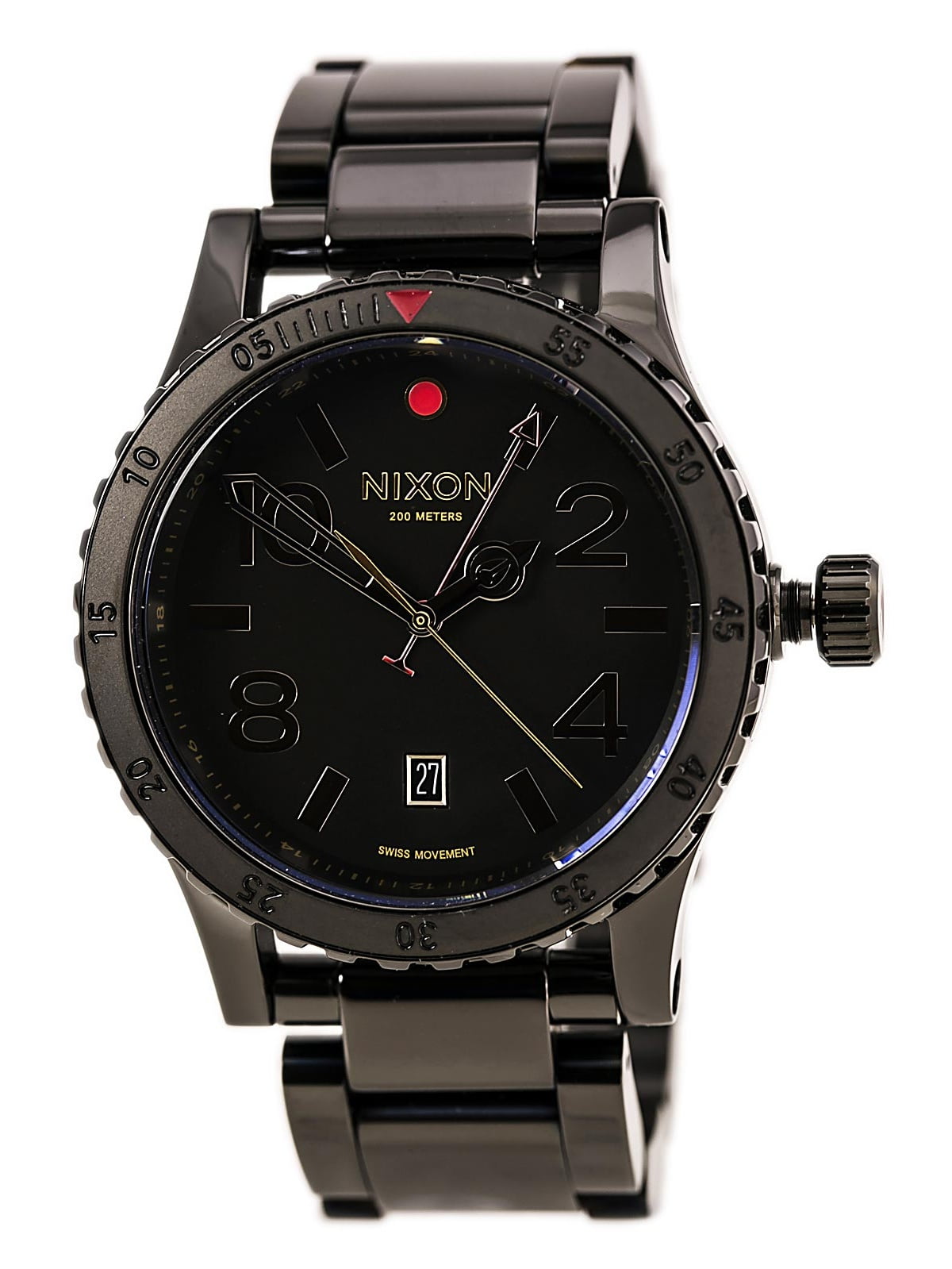 Nixon A2771883 Men s Diplomat SS Black Dial Black IP Steel Bracelet GMT Dive Watch