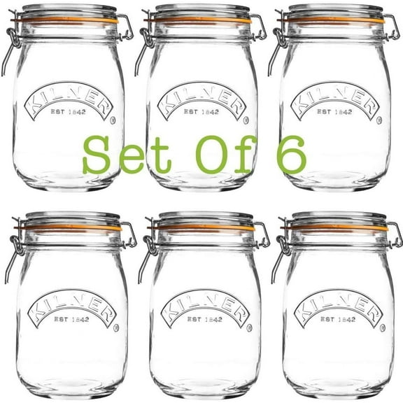 Kilner Round Clip Top Food Storage Jar - 1 L, Orange