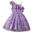 thumbnail image 2 of Vmvidoty Girls Dresses Floral Ruffled One Shoulder Outfits for Summer Purple 6 Years, 2 of 9