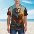 thumbnail image 4 of Lsque Prairie Meditating Lion pattern Hawaiian Shirt for Men, Unisex Summer Beach Casual Short Sleeve Button Down Shirts-X-Large, 4 of 9