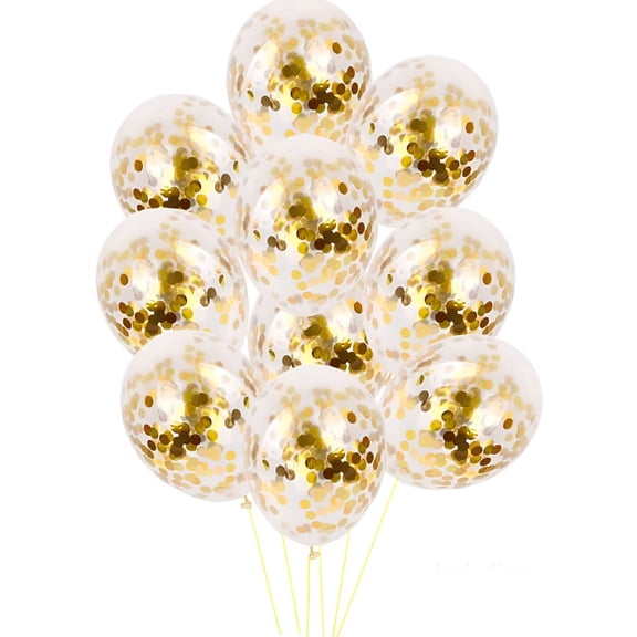BESTSKY 2026 New 10Pcs 12 Inch Foil Latex Confetti Balloon Set Wedding Birthday Baby Shower Balloon Gold for Wedding Celebrations,Birthday Parties,Baby Showers,Festive Decorations,Event Decor
