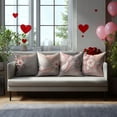 thumbnail image 2 of HUGNEO 16x16 Inch Pink Gray Luxury Flower Feather Pillow Cover, Elegant Floral Decorative Cushion Case for Sofa Bedroom, No Insert, 2 of 8