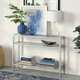 thumbnail image 2 of Evelyn&Zoe 42" Satin Nickel Metal/Glass Console Table, 2 of 11