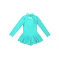 thumbnail image 4 of Aislor Kids Girls Ballet Dance Leotard Gymnastic Long Sleeve Keyhole Back Figure Ice Roller Skating Dress Mint Green 14, 4 of 7