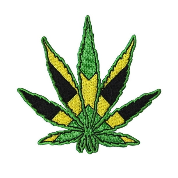 Jamaican Flag Pot Leaf Patch Reggae Weed Hemp Embroidered Iron On