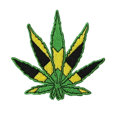 Jamaican Flag Pot Leaf Patch Reggae Weed Hemp Embroidered Iron On (Best Way To Store Your Weed)
