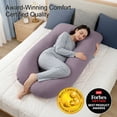thumbnail image 2 of Queen Rose Cooling, Breathable U-Shaped Silky Soft Cover Pregnancy Pillow for Pregnancy, Back Sleeper, Purple, 2 of 9