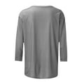 thumbnail image 4 of Azrian Womens Plus Blouses Fashion Solid Loose T-shirt Mid-length 3/4 Sleeves Blouse Round Neck Casual Tops Clearance, 4 of 5
