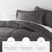 8-Piece Bedding Bundle with Comforter Set, Bed Sheets & Bed Skirt in Gray Ultra Soft Microfiber for Twin Size Beds