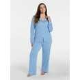 thumbnail image 2 of Joyspun Women’s Sleep Modal Long Sleeve Notch Top and Pants Pajama Set, Size XS-XL, 2X-3X, 2 of 7